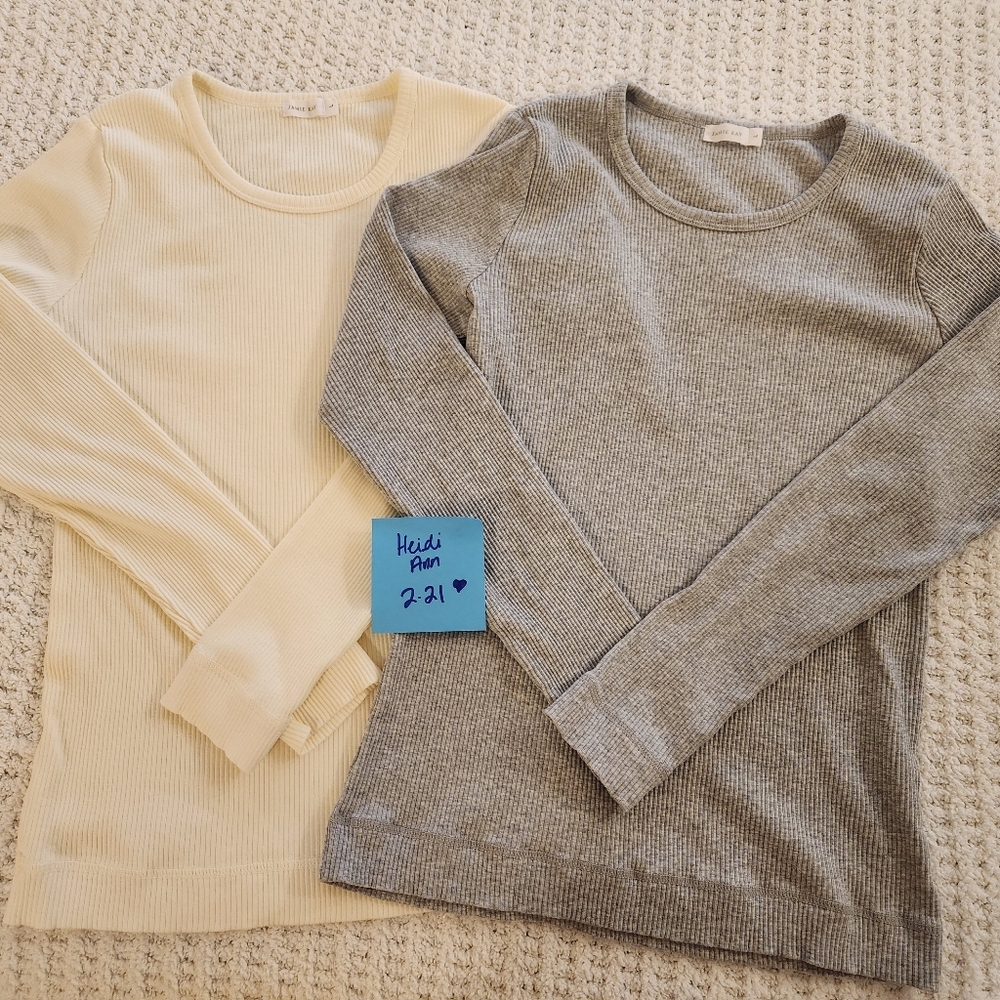 Jamie Kay Cream and Gray Long Sleeve Tees